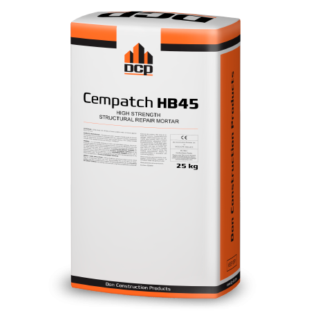 DCP Cempatch HB45 - High strength, fibre reinforced, spray applied concrete reinstatement mortar