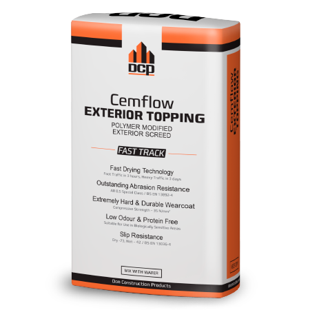 DCP Cemflow Exterior Topping - Polymer modified exterior screed - 25kg